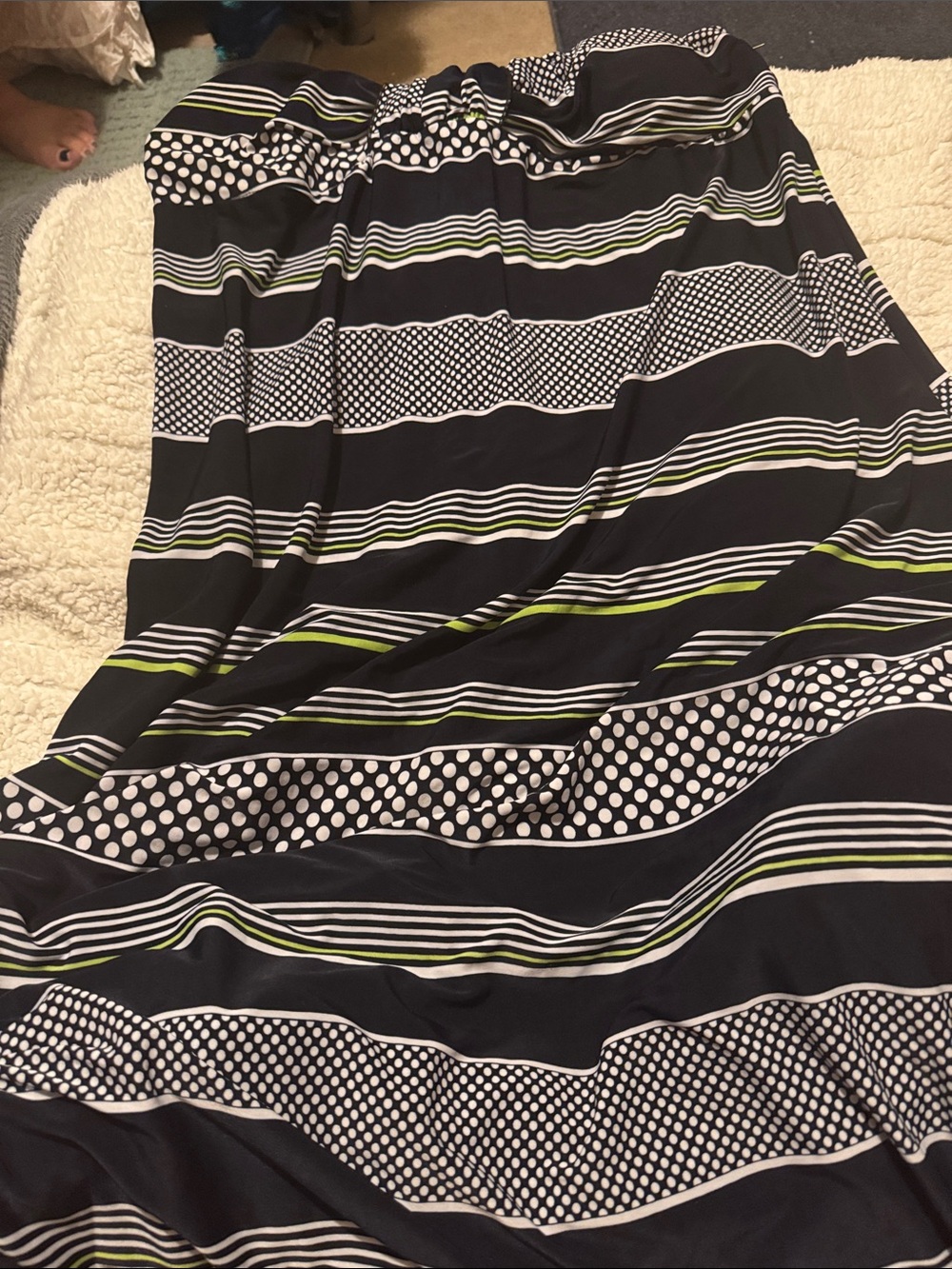 Mlle Gabrielle Strapless Maxi Dress in Black, White & Lime